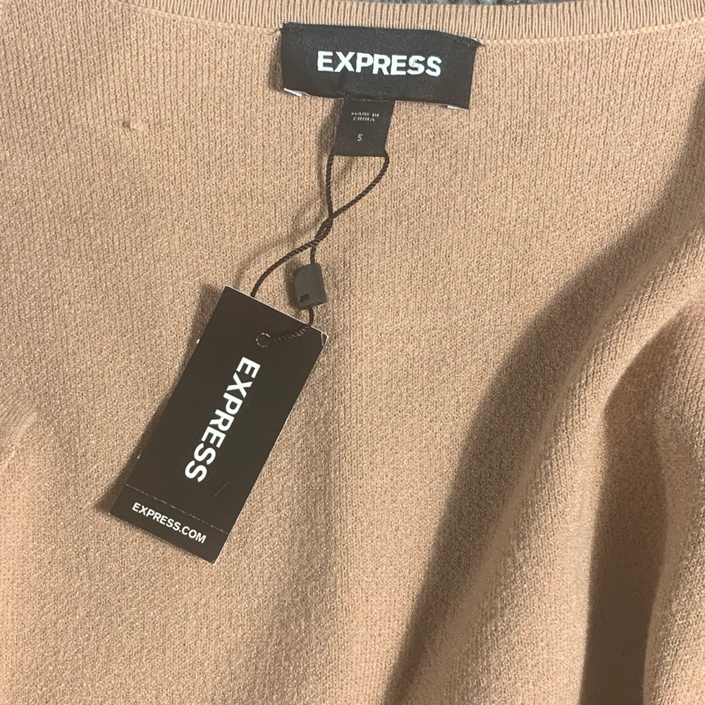 Express Sweater Womens Small Brown‎ Open Front  Cardigan Soft Comfort $108 New - Picture 2 of 14